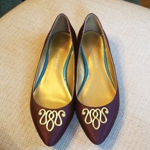 Maroon flats with gold detail